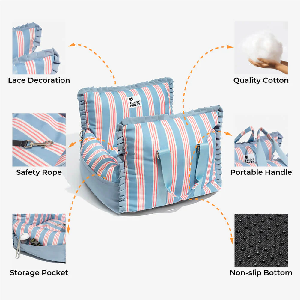 Lace Stripe Travel Safety Waterproof Dog Car Seat Booster - Image 6