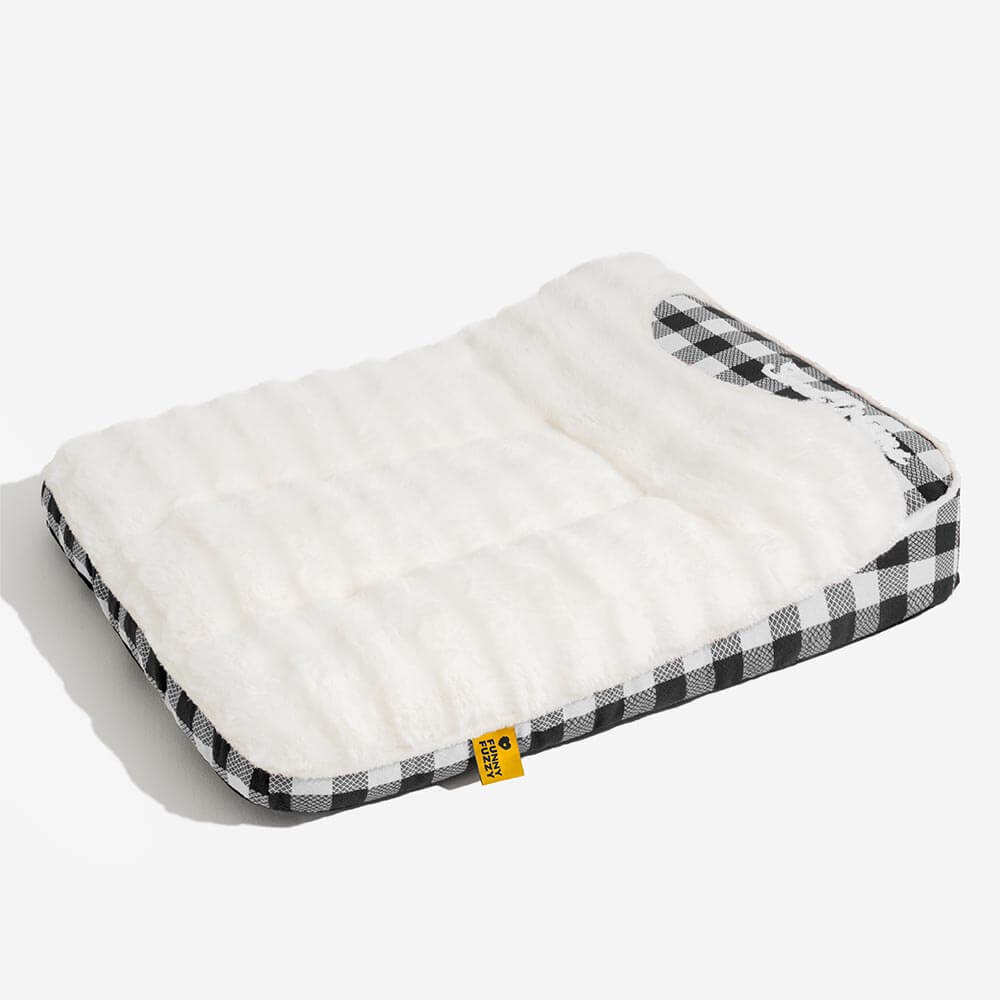 Large Classic Check Headrest Rectangle Calming Dog Bed - Dreamy wave - Image 13