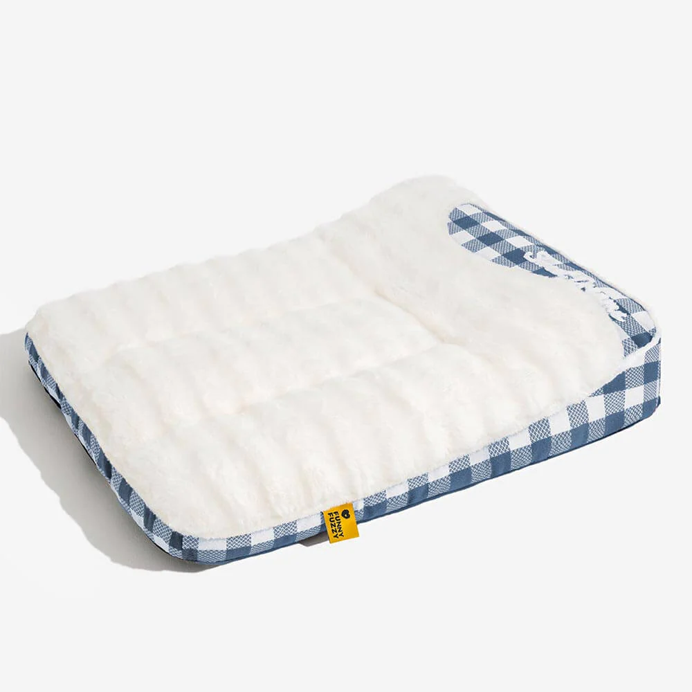 Large Classic Check Headrest Rectangle Calming Dog Bed - Dreamy wave - Image 14