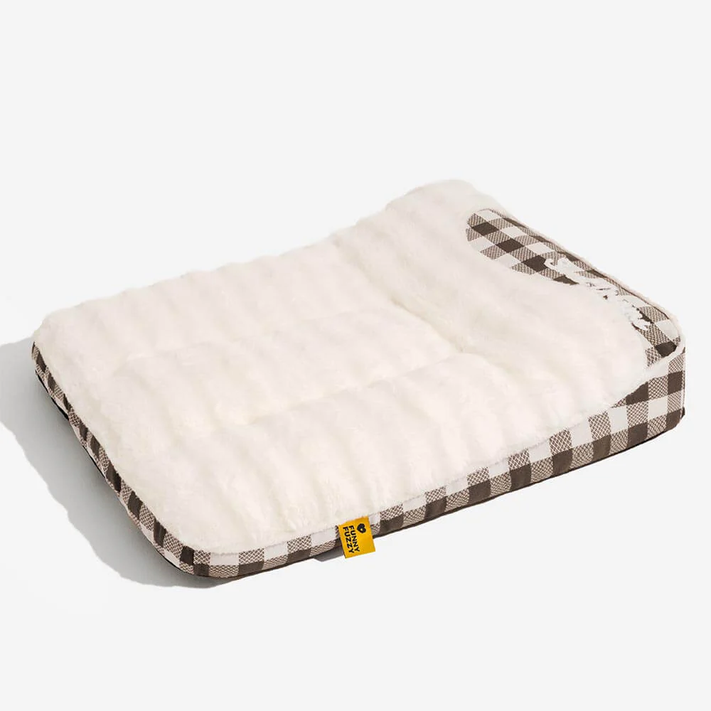 Large Classic Check Headrest Rectangle Calming Dog Bed - Dreamy wave - Image 16