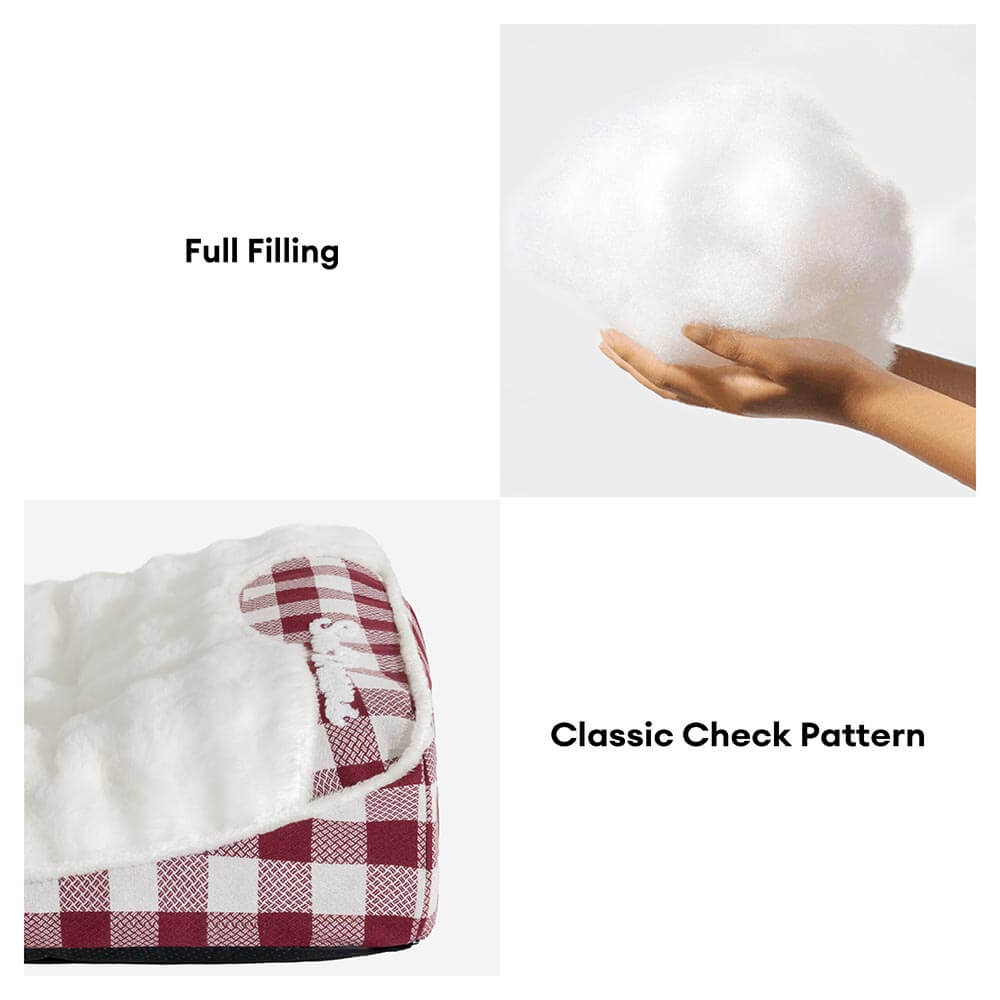 Large Classic Check Headrest Rectangle Calming Dog Bed - Dreamy wave - Image 6