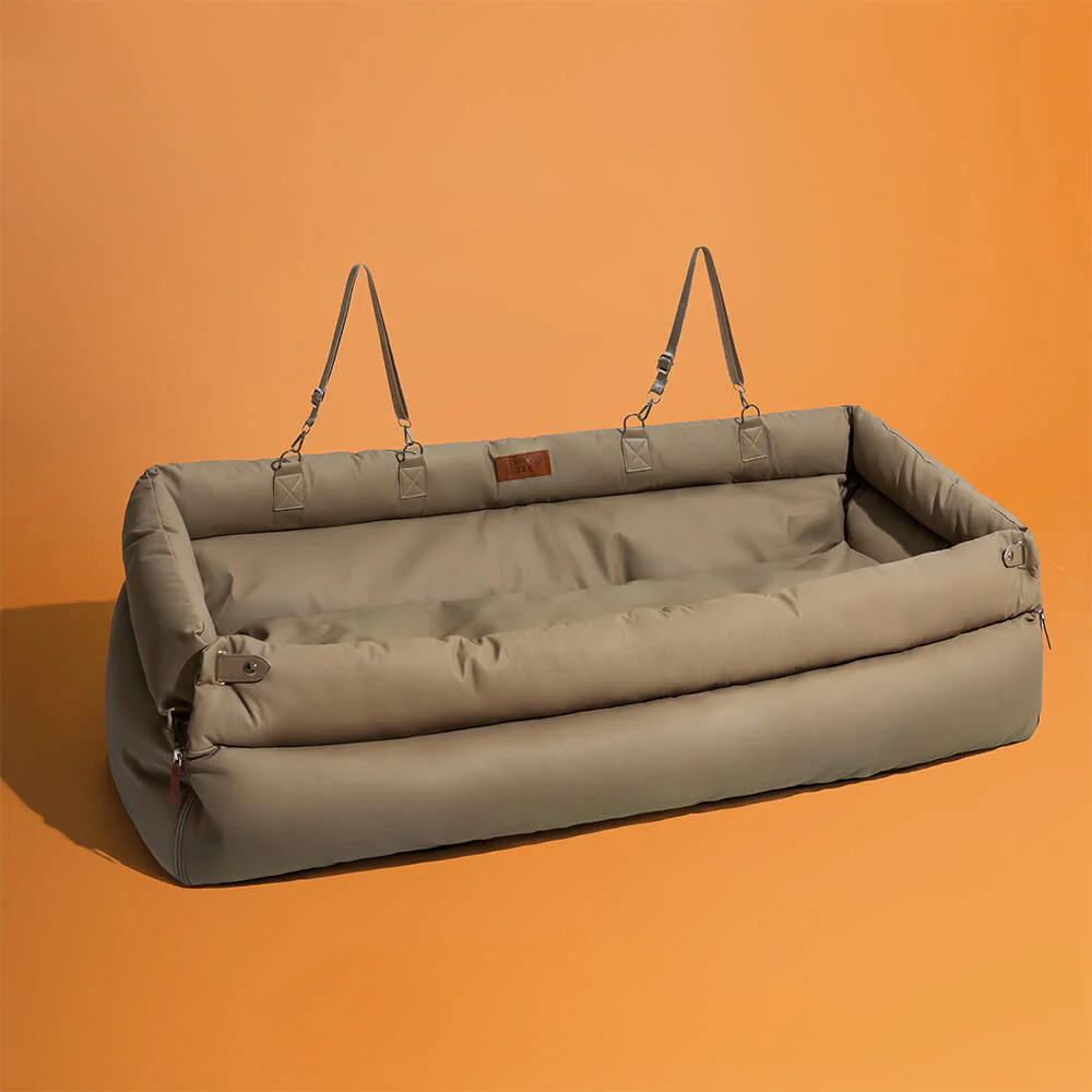 Large Deluxe Faux Leather Dog Car Seat Booster Bed - Urban Voyager - Image 24