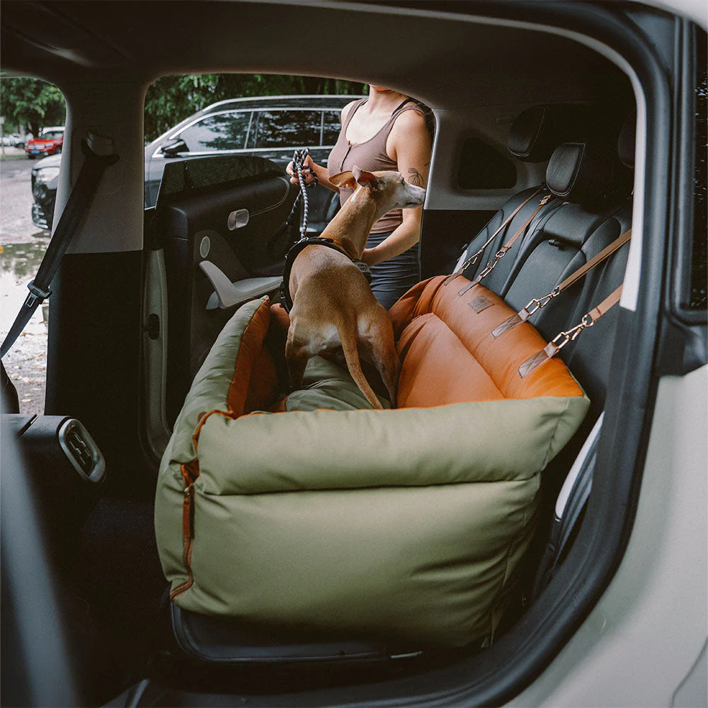 Large Deluxe Faux Leather Dog Car Seat Booster Bed - Urban Voyager - Image 4
