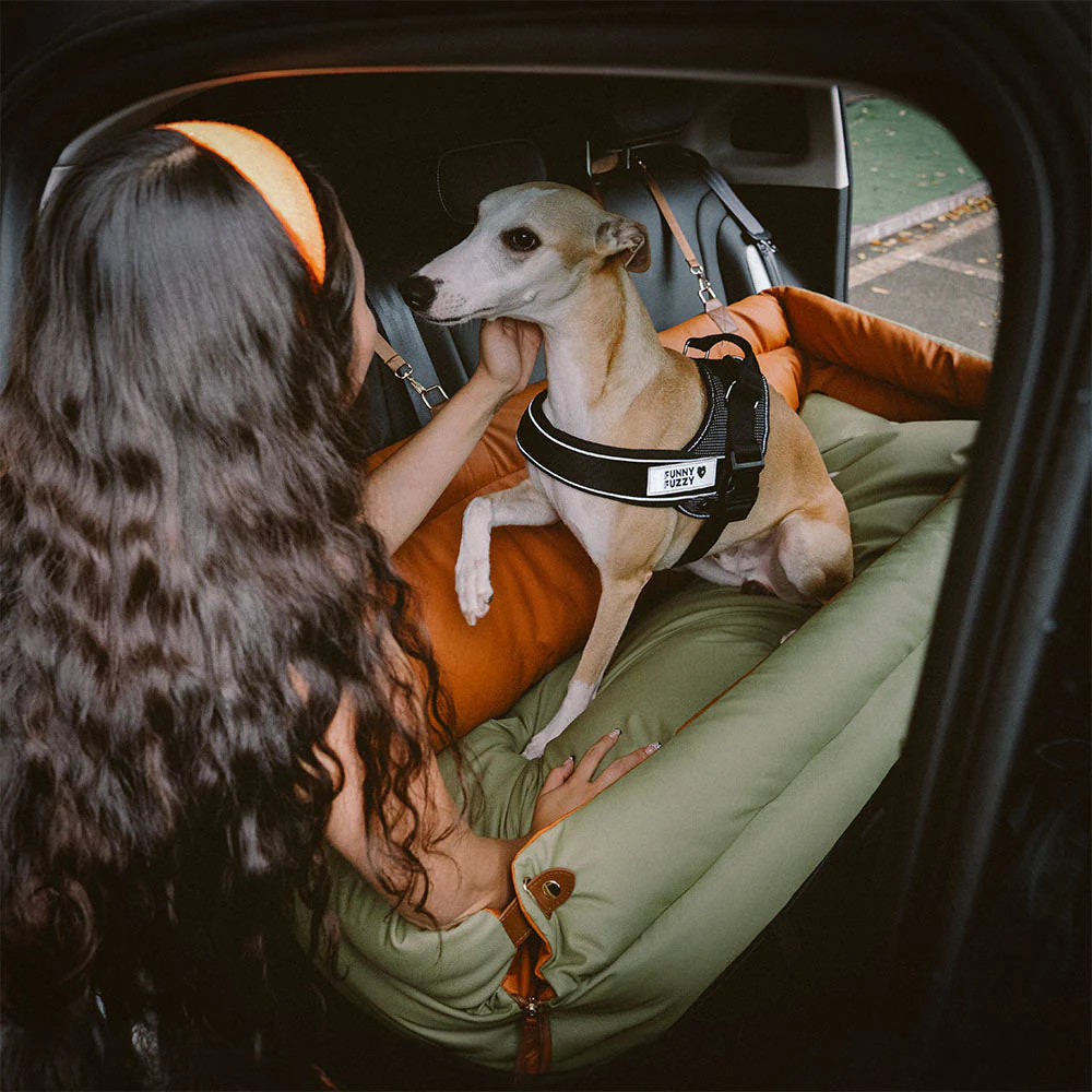 Large Deluxe Faux Leather Dog Car Seat Booster Bed - Urban Voyager - Image 5
