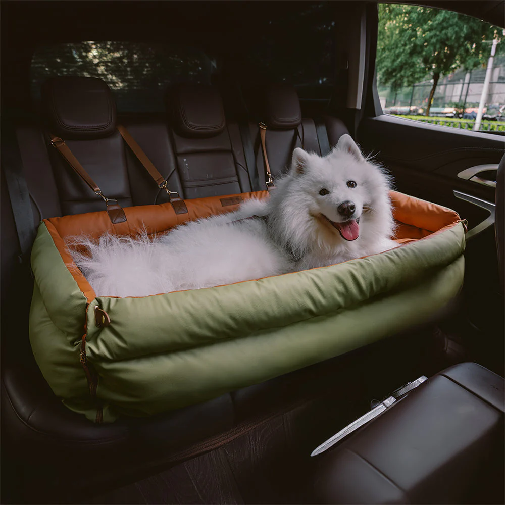 Large Deluxe Faux Leather Dog Car Seat Booster Bed - Urban Voyager - Image 6