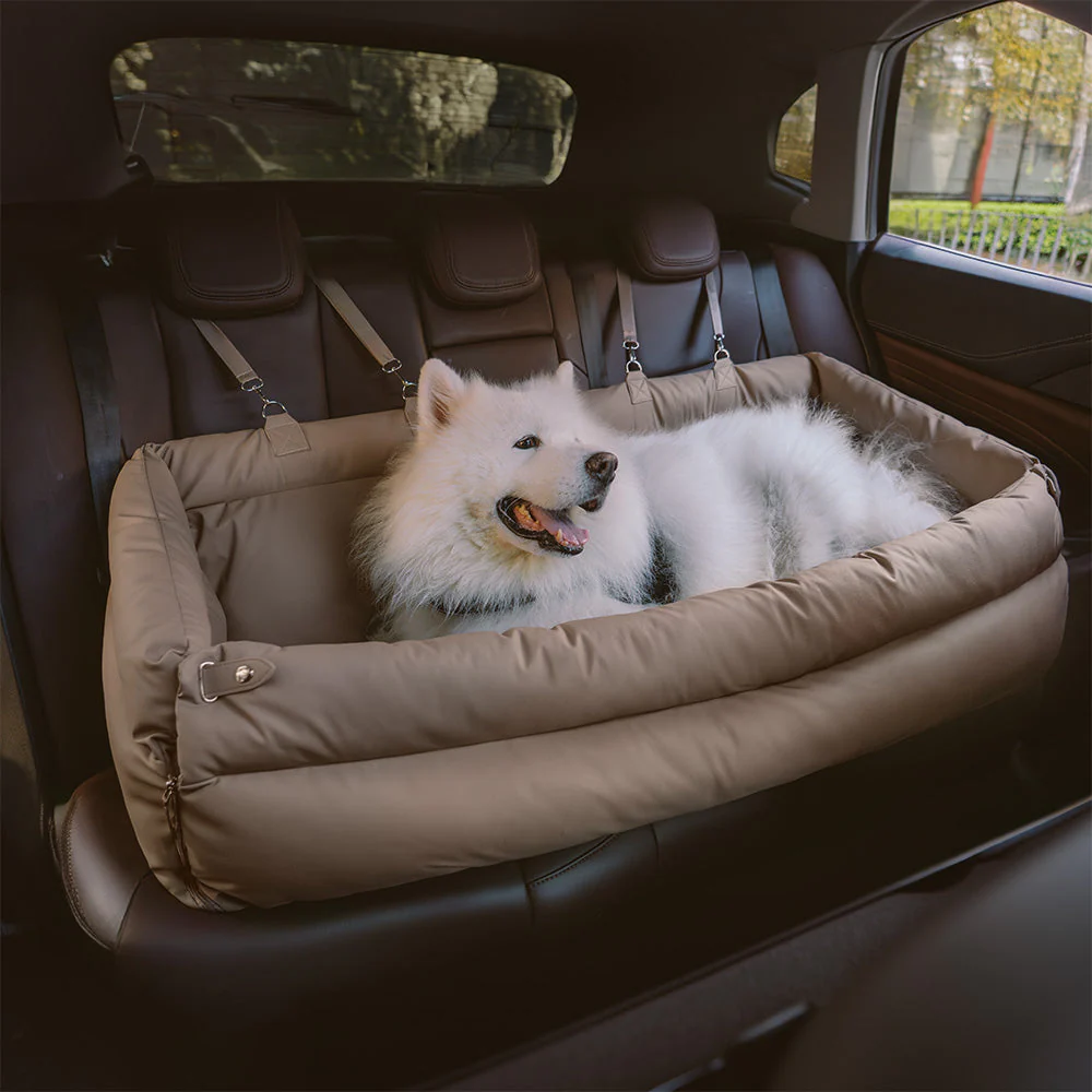 Large Deluxe Faux Leather Dog Car Seat Booster Bed - Urban Voyager - Image 8