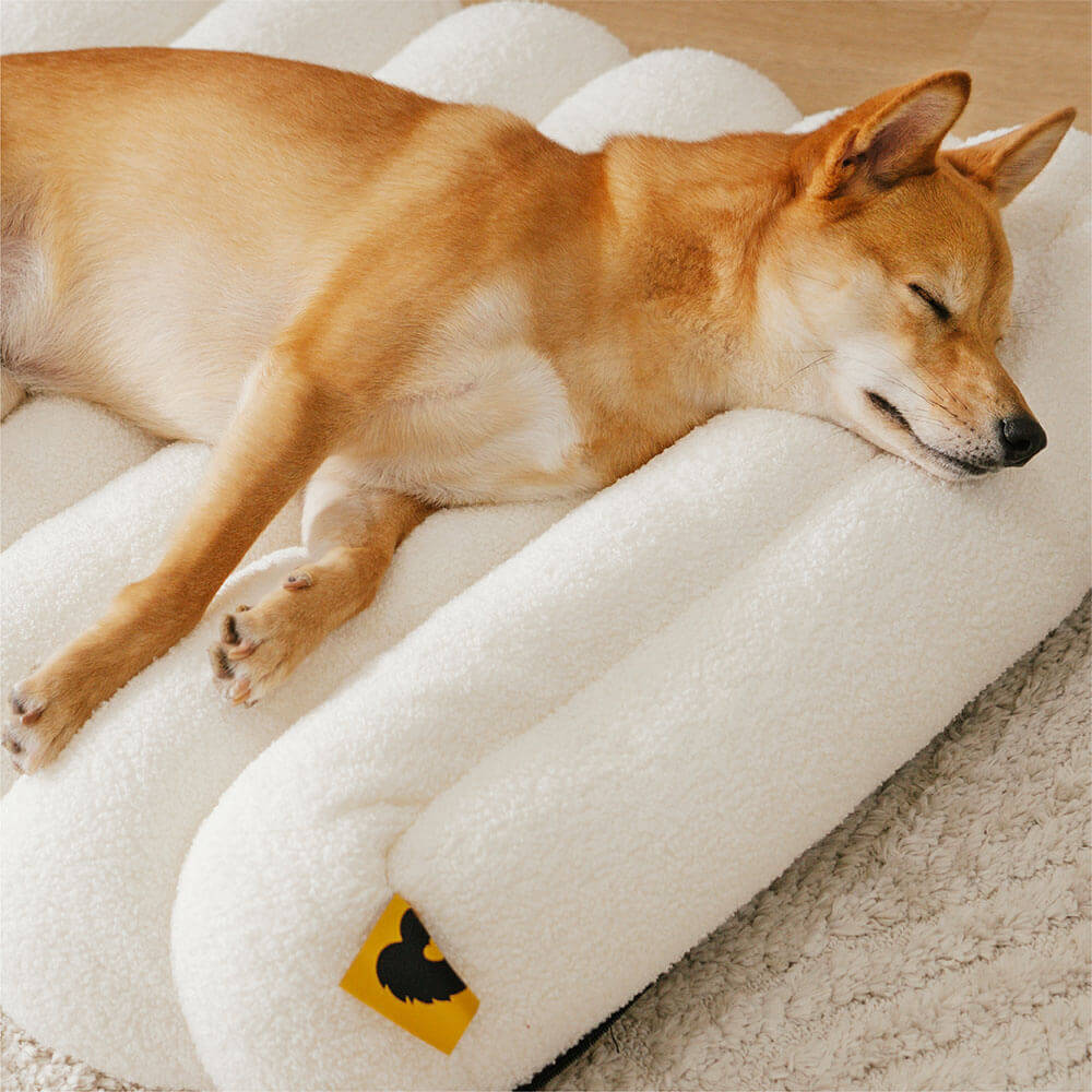 Large Washable Creamy Cosy Flat Dog Beds - Cheesecake - Image 8