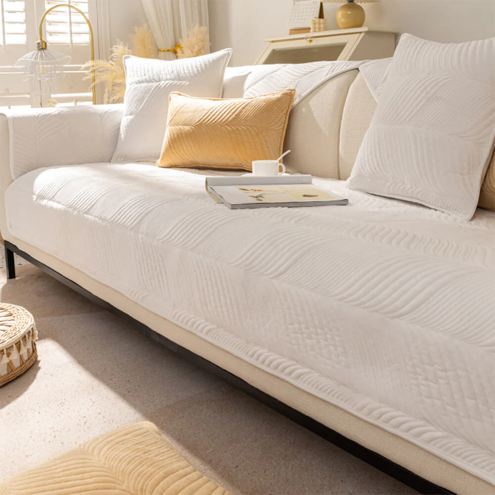 Leaf Patterned Plush Warm Non-Slip Couch Cover - Image 16
