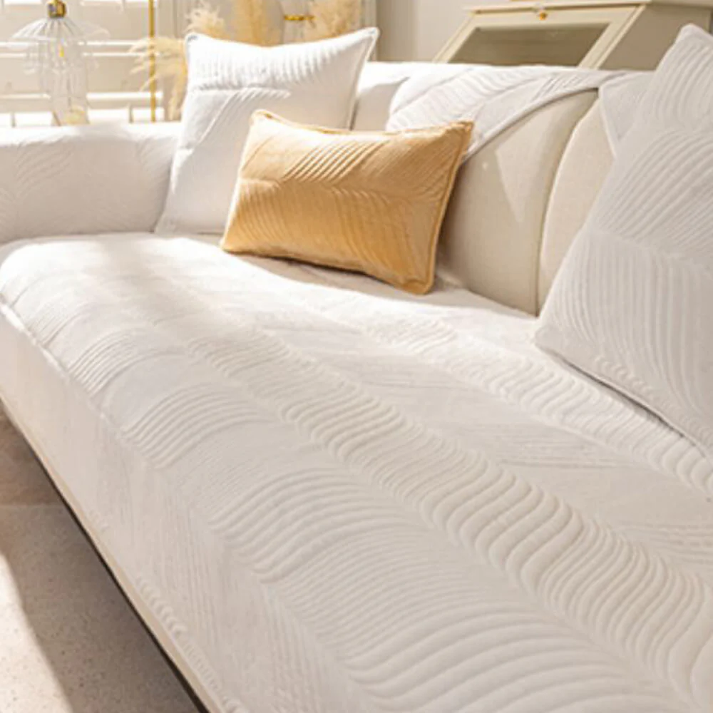 Leaf Patterned Plush Warm Non-Slip Couch Cover - Image 5