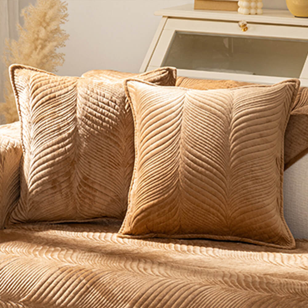 Leaf Patterned Plush Warm Non-Slip Couch Cover - Image 9