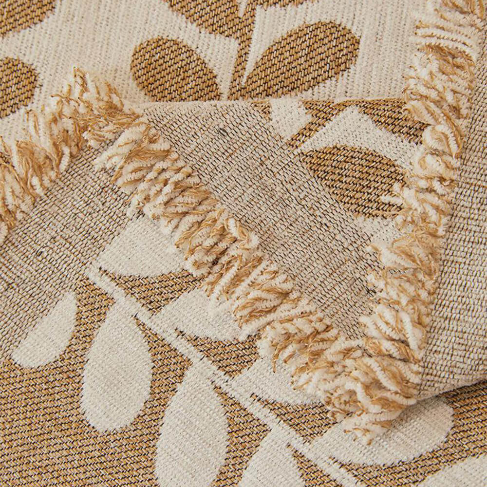 Leaf Stripe Chenille Fabric Fringe Decoration Couch Cover - Image 3
