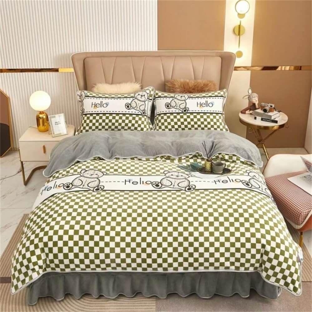 Light Luxury Thickened Milk Fleece Warm Bed Sheet Set - Image 2
