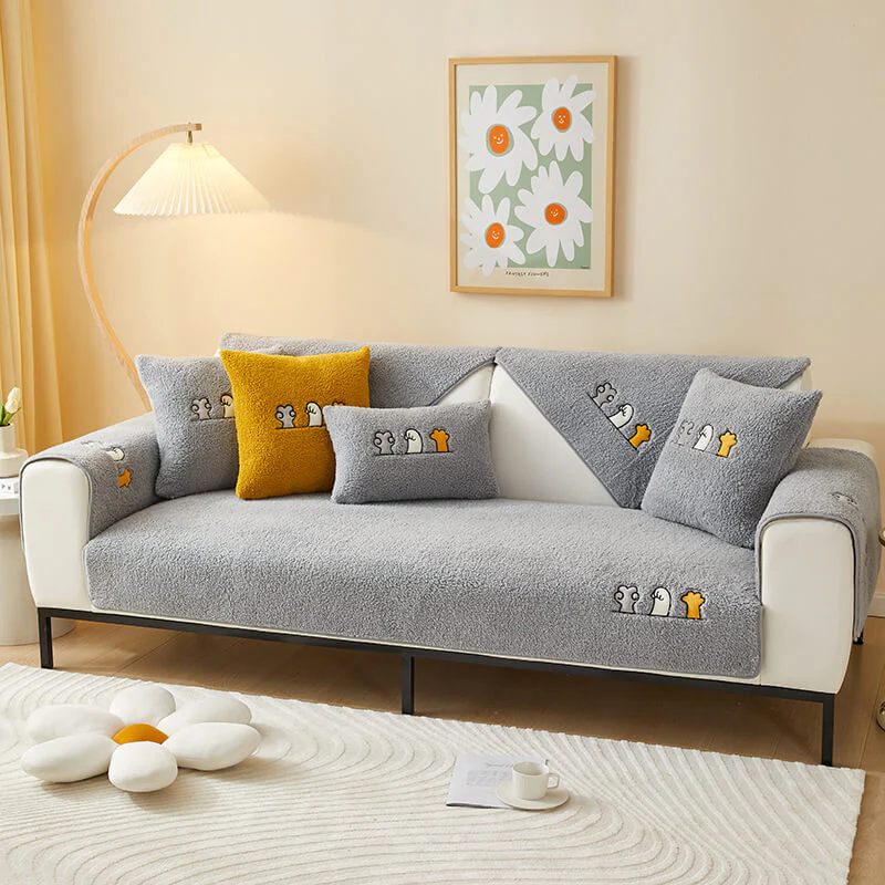 Lovely Cat's Paw Sherpa Fleece Anti-Slip Couch Cover - Image 8