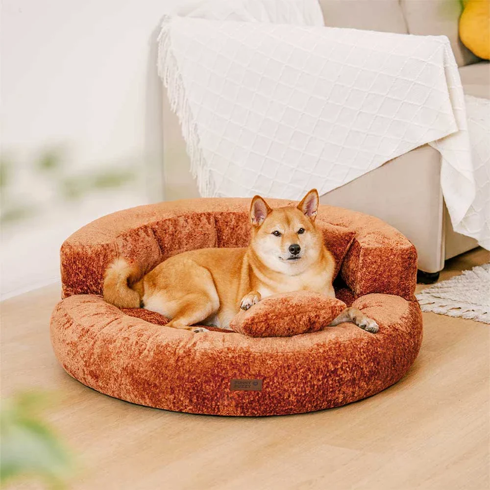 Luxe Diamond Velvet Removable Orthopedic Donut Dog Bed With Pillow - DreamNest - Image 11