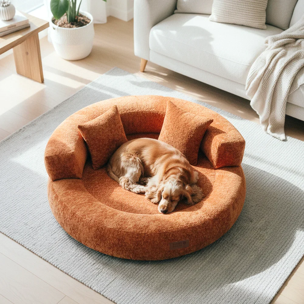 Luxe Diamond Velvet Removable Orthopedic Donut Dog Bed With Pillow - DreamNest - Image 16