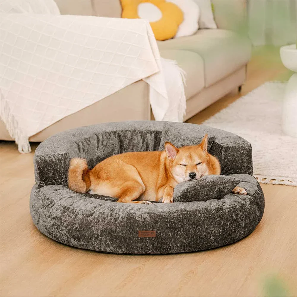 Luxe Diamond Velvet Removable Orthopedic Donut Dog Bed With Pillow - DreamNest - Image 18