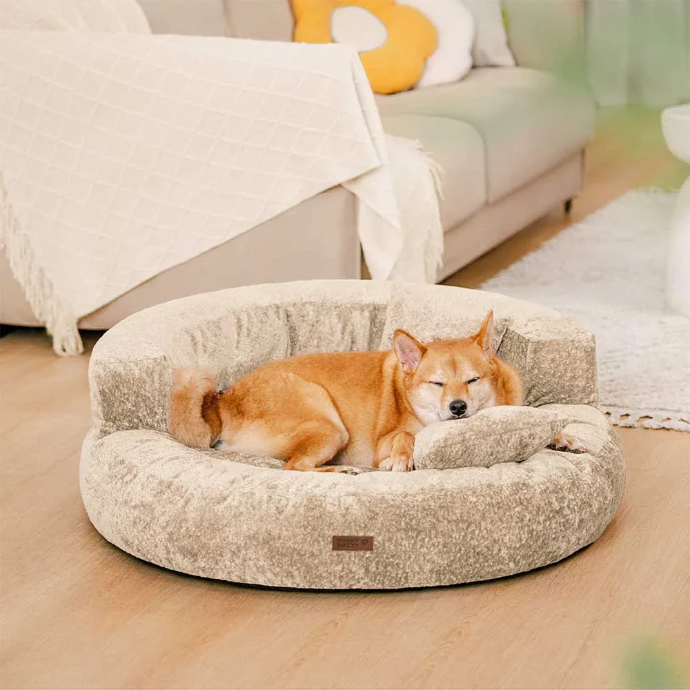 Luxe Diamond Velvet Removable Orthopedic Donut Dog Bed With Pillow - DreamNest - Image 20