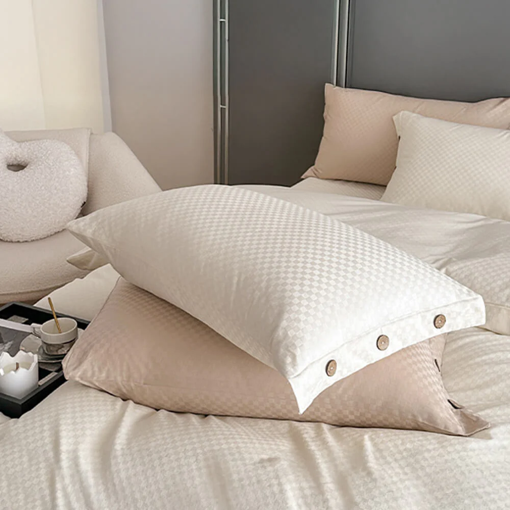 Luxurious Chequerboard Smooth Cotton Sateen Bed Sheet Set - Image 5