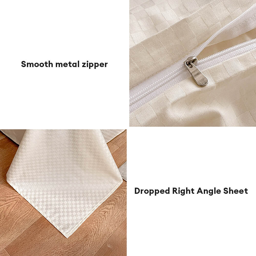 Luxurious Chequerboard Smooth Cotton Sateen Bed Sheet Set - Image 9