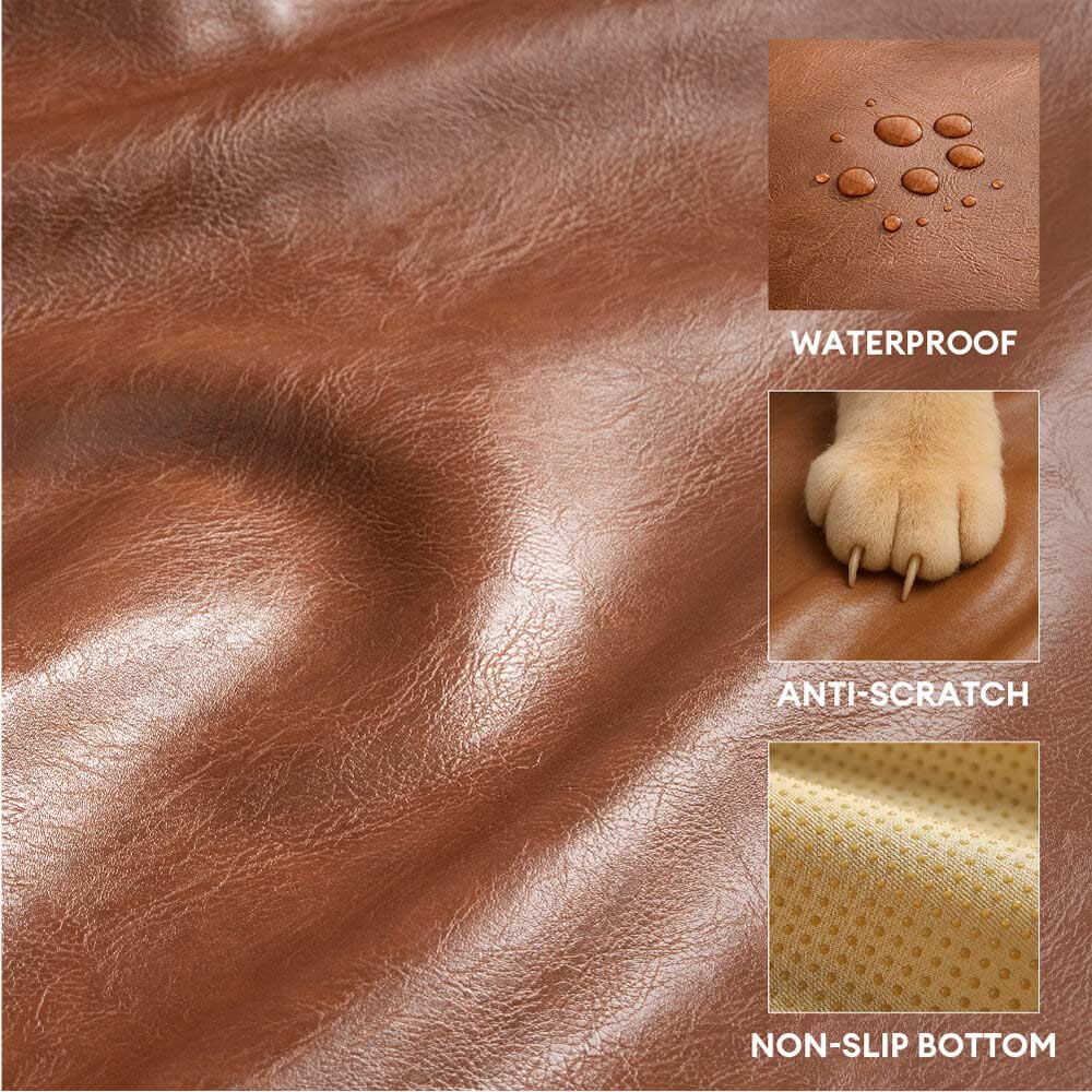 Luxury Faux Leather Waterproof Removable Dog Sofa Bed - Image 3