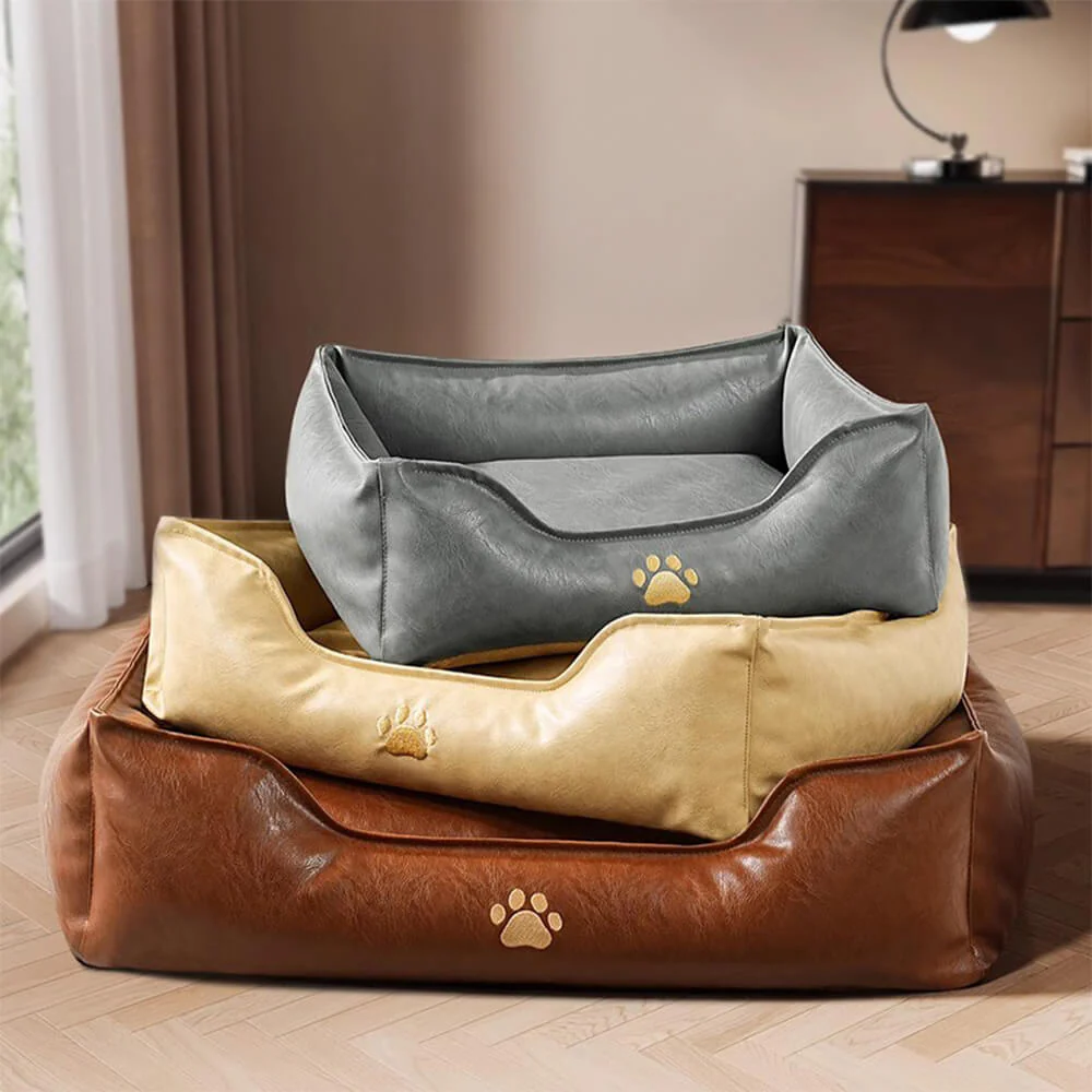 Luxury Faux Leather Waterproof Removable Dog Sofa Bed - Image 9