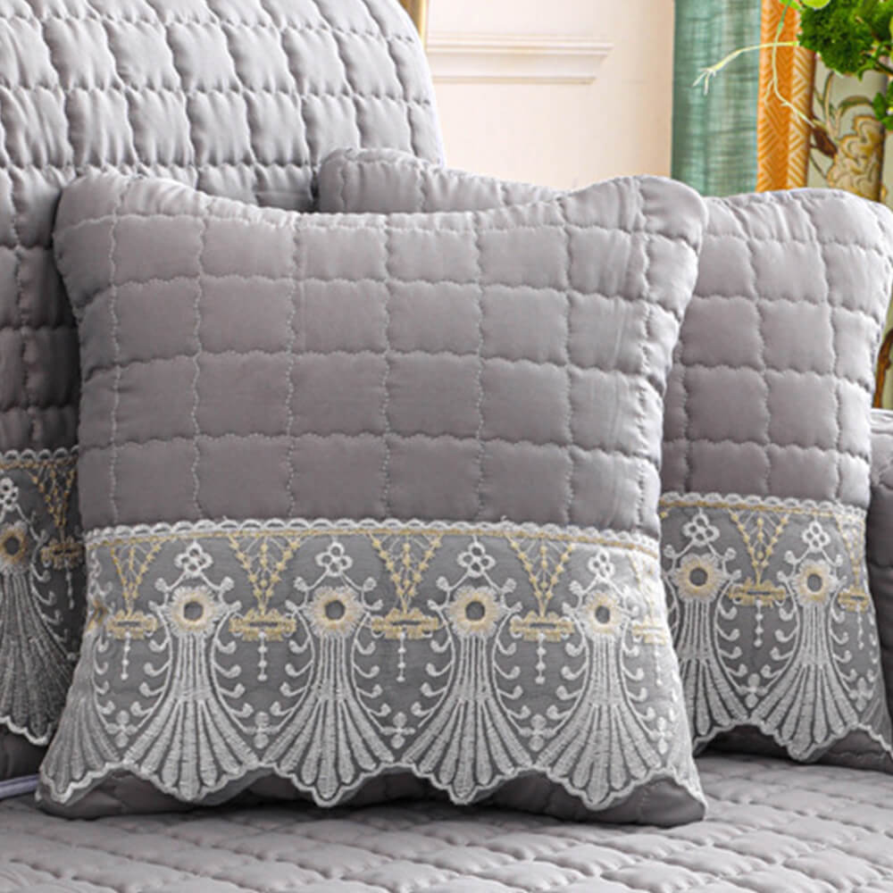 Luxury Quilted Lace Embroidery Non-Slip Couch Cover - Image 11