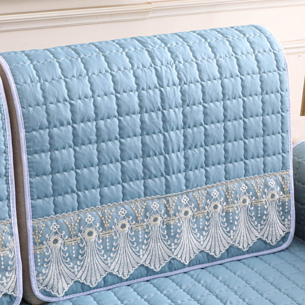 Luxury Quilted Lace Embroidery Non-Slip Couch Cover - Image 9