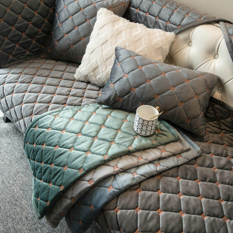 Luxury Quilted Velvet Non-Slip Couch Cover - Image 4