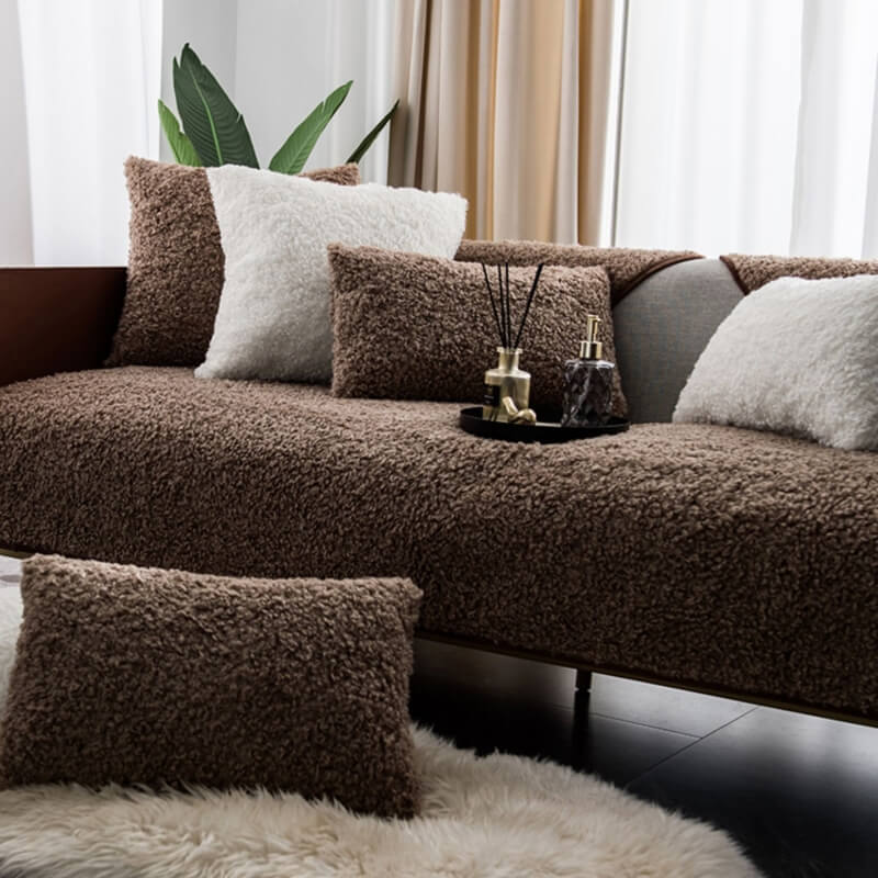 Luxury Warm Fleece Furniture Protective Mat Non-Slip Couch Cover - Image 8