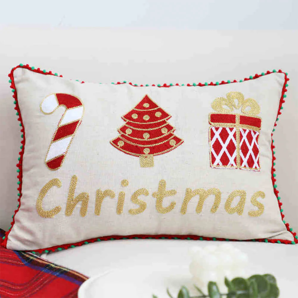 Merry Christmas Holiday Decorative Lumbar Home Sofa Pillow - Image 12