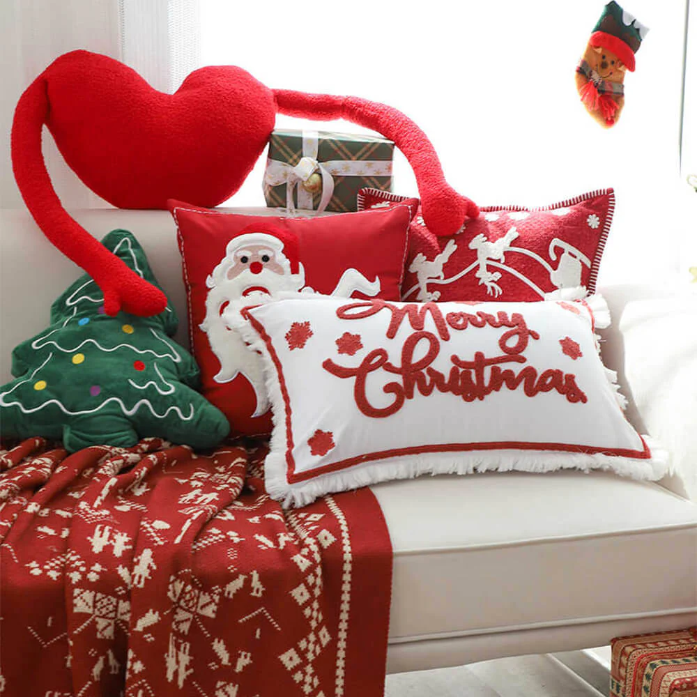 Merry Christmas Holiday Decorative Lumbar Home Sofa Pillow - Image 2