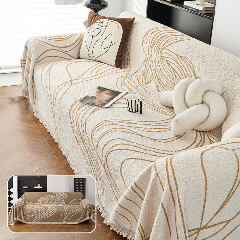 Minimalist Chenille Reversible Cat-Scratch Resistant Non-Slip Couch Cover - Image 11