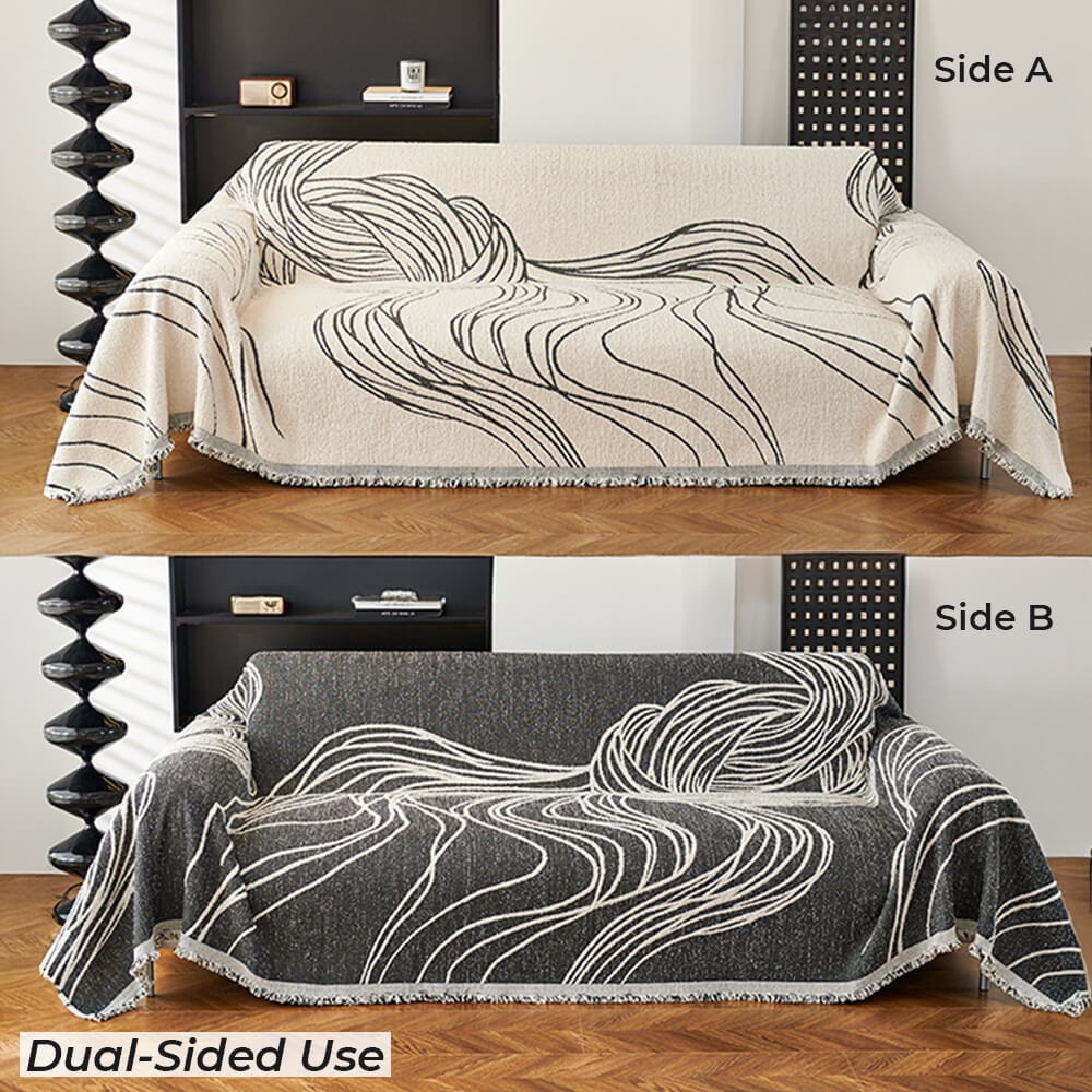 Minimalist Chenille Reversible Cat-Scratch Resistant Non-Slip Couch Cover - Image 4