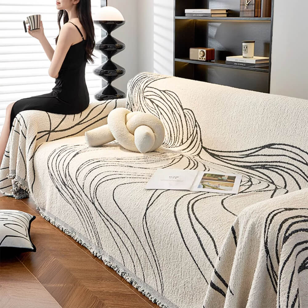Minimalist Chenille Reversible Cat-Scratch Resistant Non-Slip Couch Cover - Image 9