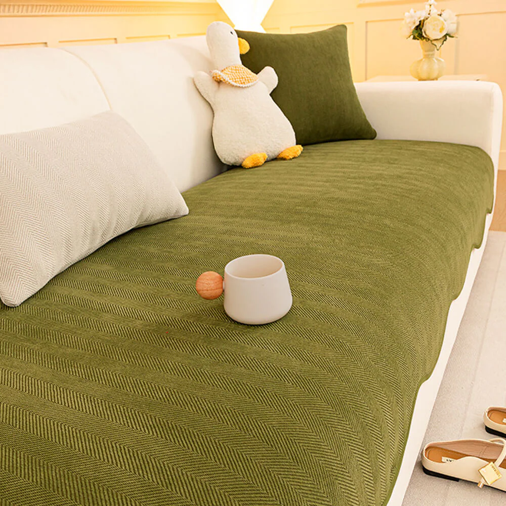 Minimalist Herringbone Chenille Non-Slip Wavy Edge Couch Cover - Image 7