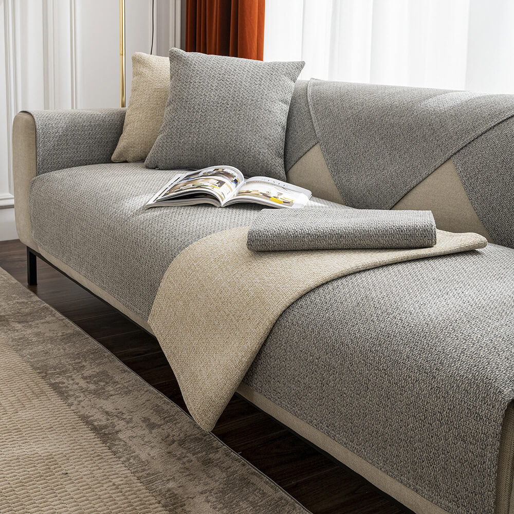 Minimalist Solid Colour Breathable Linen Couch Cover - Image 2
