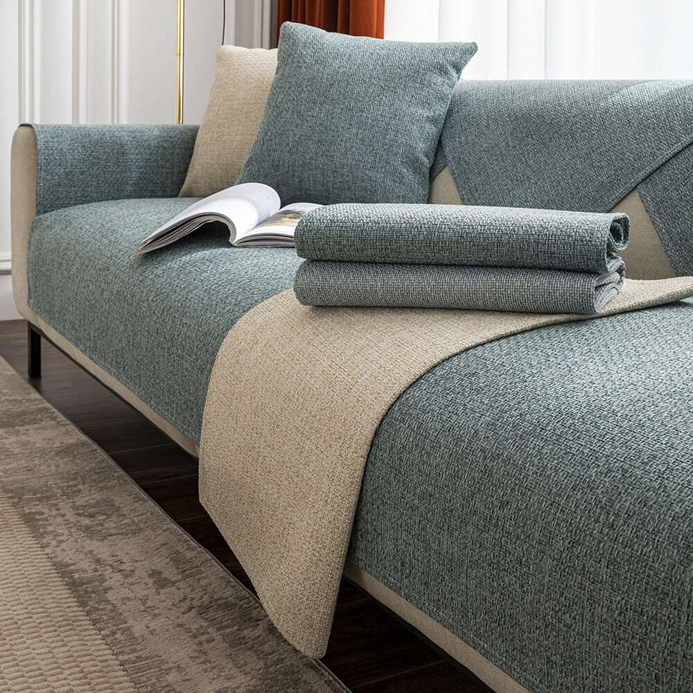 Minimalist Solid Colour Breathable Linen Couch Cover - Image 3
