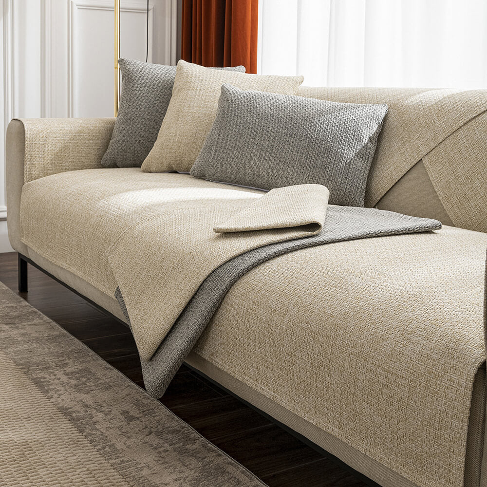Minimalist Solid Colour Breathable Linen Couch Cover - Image 5