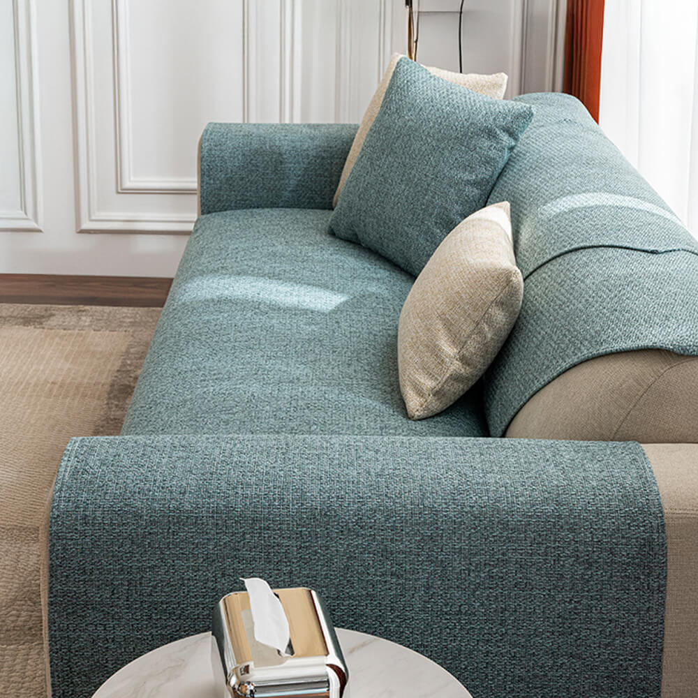 Minimalist Solid Colour Breathable Linen Couch Cover - Image 7