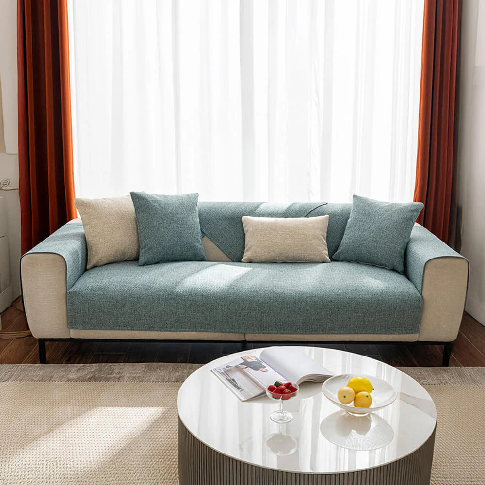 Minimalist Solid Colour Breathable Linen Couch Cover - Image 8