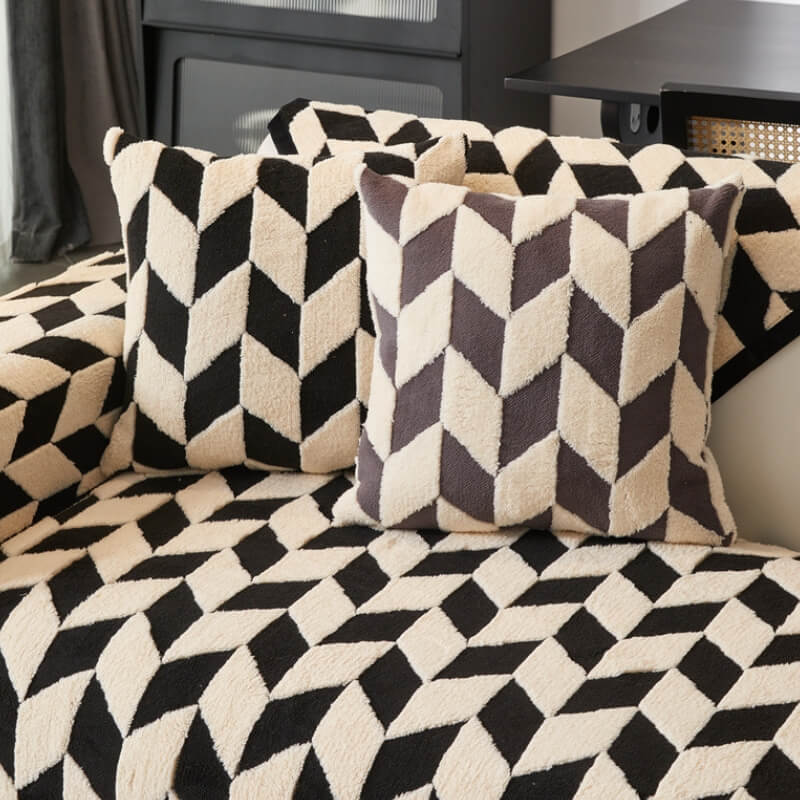 Modern Diamond Plush Sofa Decoration Non-Slip Couch Cover - Image 8