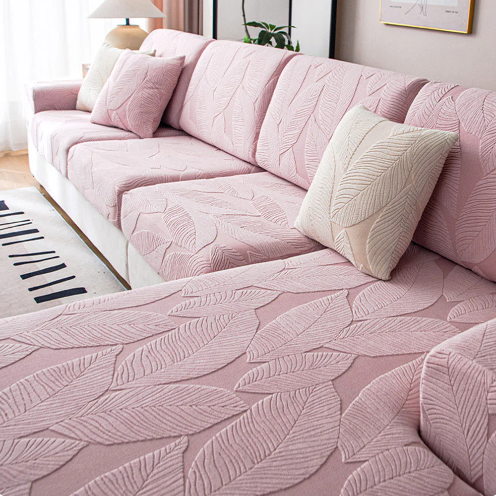 Modern Leaf Jacquard Water-Repellent Anti-Scratch Stretch Full Wrap Couch Cover - Image 14