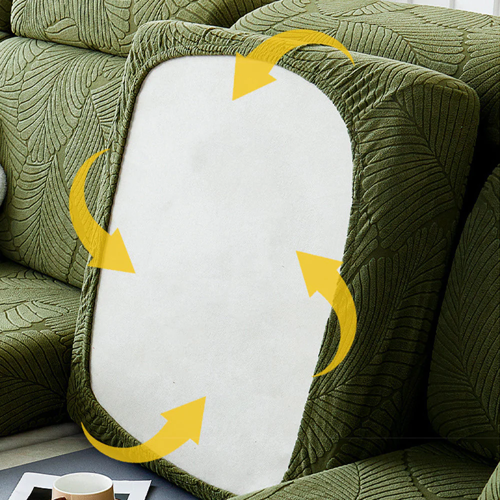 Modern Leaf Jacquard Water-Repellent Anti-Scratch Stretch Full Wrap Couch Cover - Image 8
