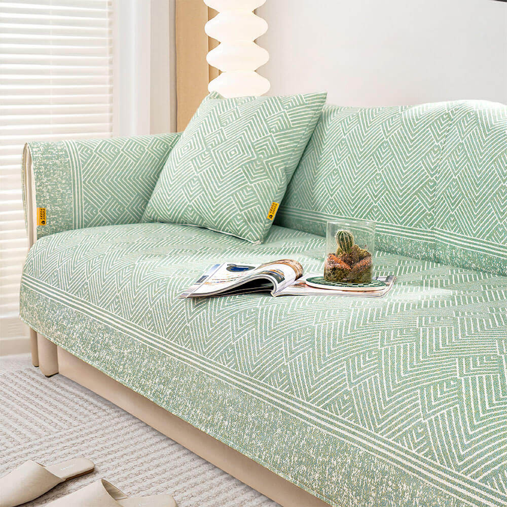 Modern Pattern Ice Silk Natural Cooling Sectional Couch Cover Anti-scratch Protection - Image 2