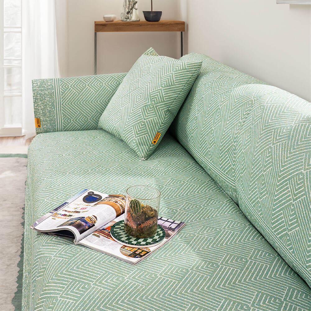 Modern Pattern Ice Silk Natural Cooling Sectional Couch Cover Anti-scratch Protection - Image 3