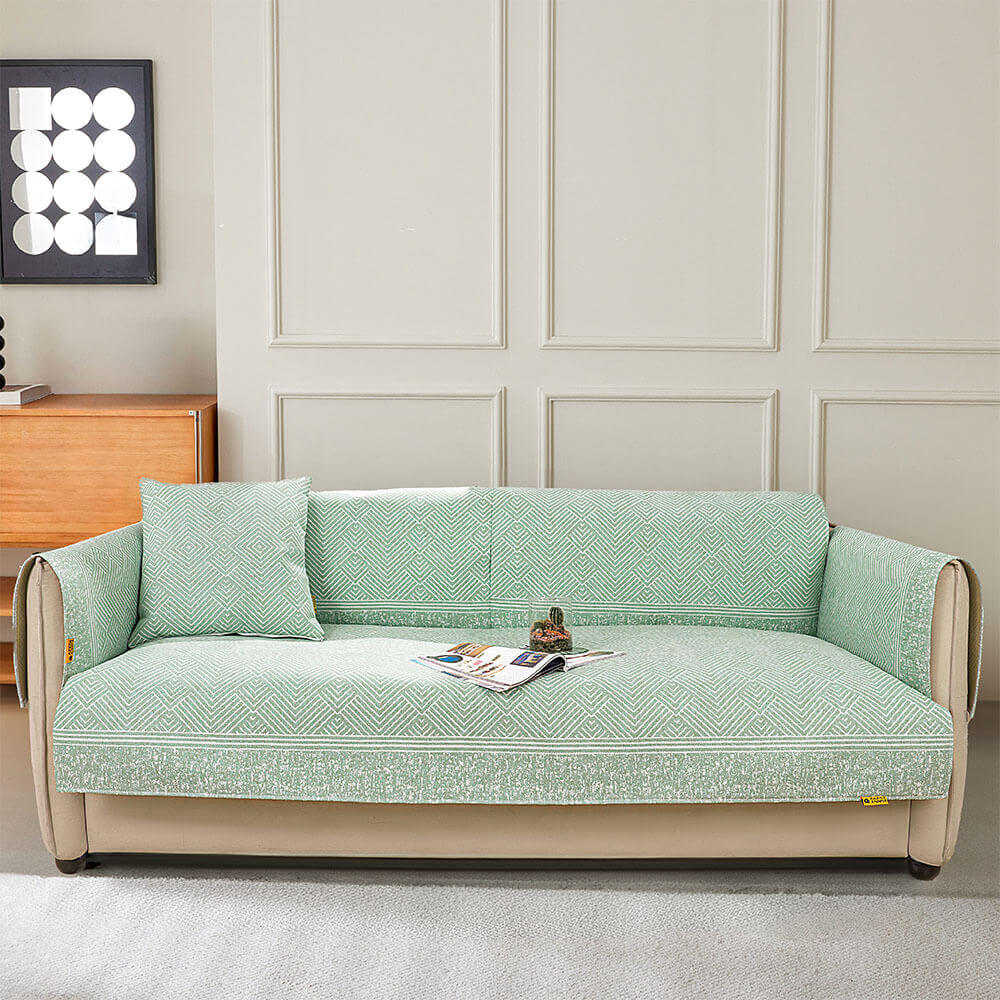 Modern Pattern Ice Silk Natural Cooling Sectional Couch Cover Anti-scratch Protection - Image 4