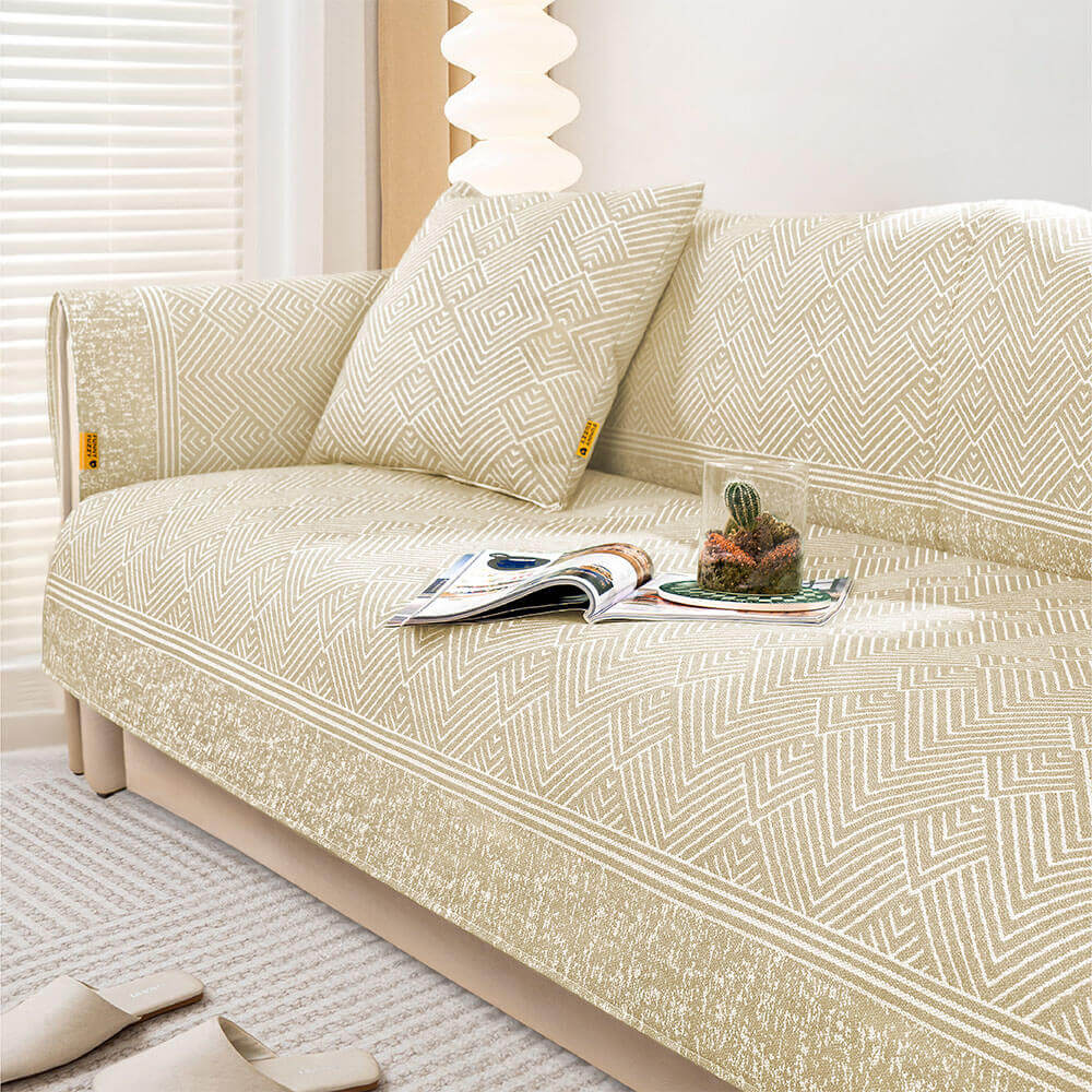 Modern Pattern Ice Silk Natural Cooling Sectional Couch Cover Anti-scratch Protection - Image 5