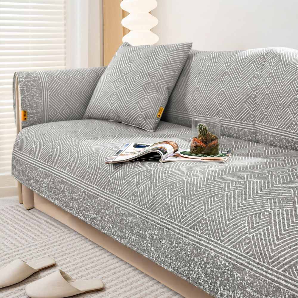 Modern Pattern Ice Silk Natural Cooling Sectional Couch Cover Anti-scratch Protection - Image 6