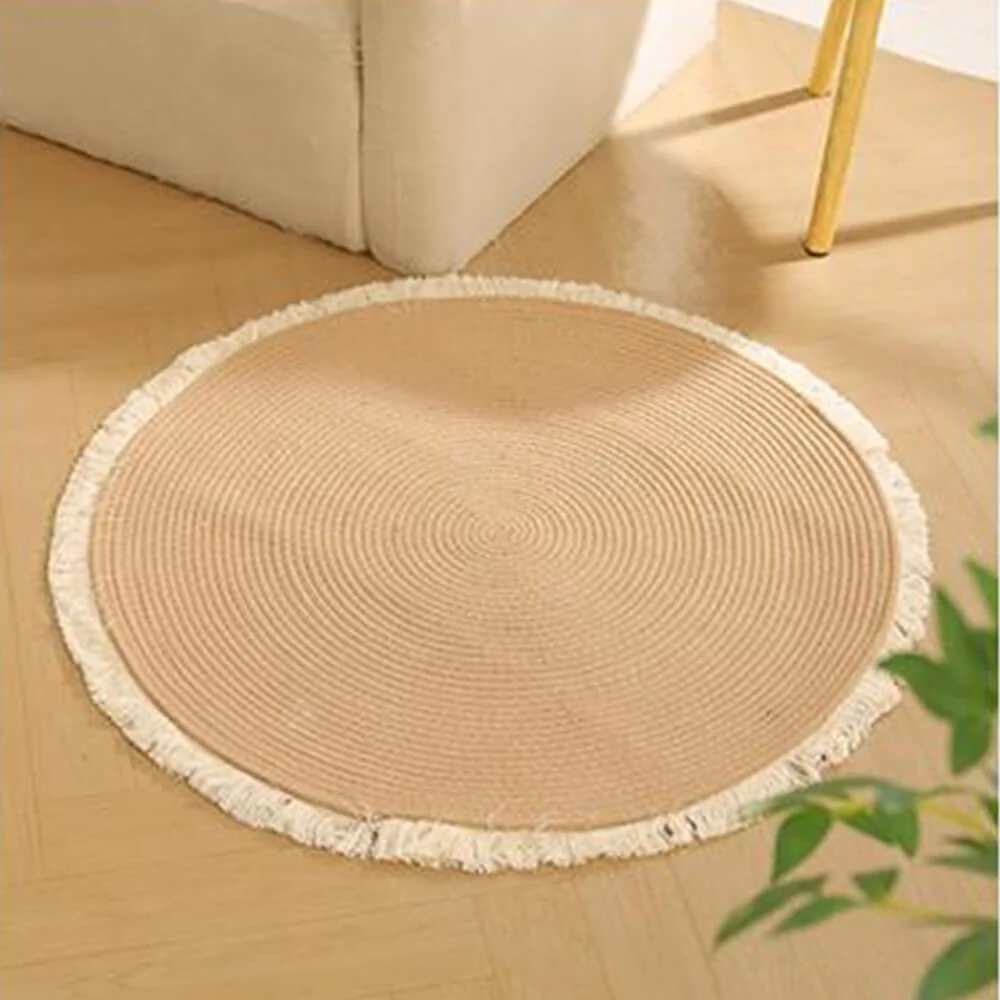 Nordic Handwoven Durable Cat Scratch Mat Rug with Fringe - Image 11