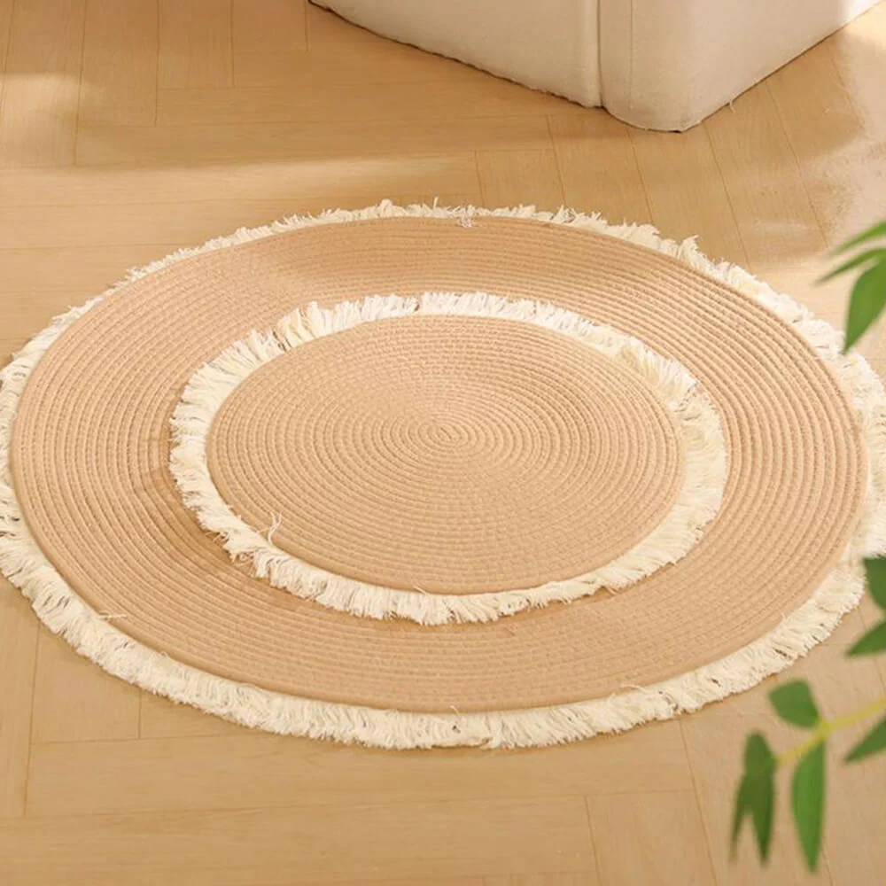 Nordic Handwoven Durable Cat Scratch Mat Rug with Fringe - Image 8